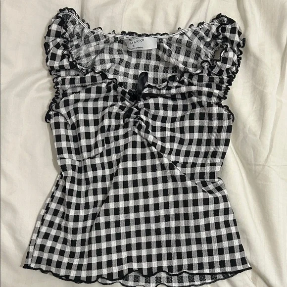 Primark Checkered Ruffle Blouse - Picture 1 of 2